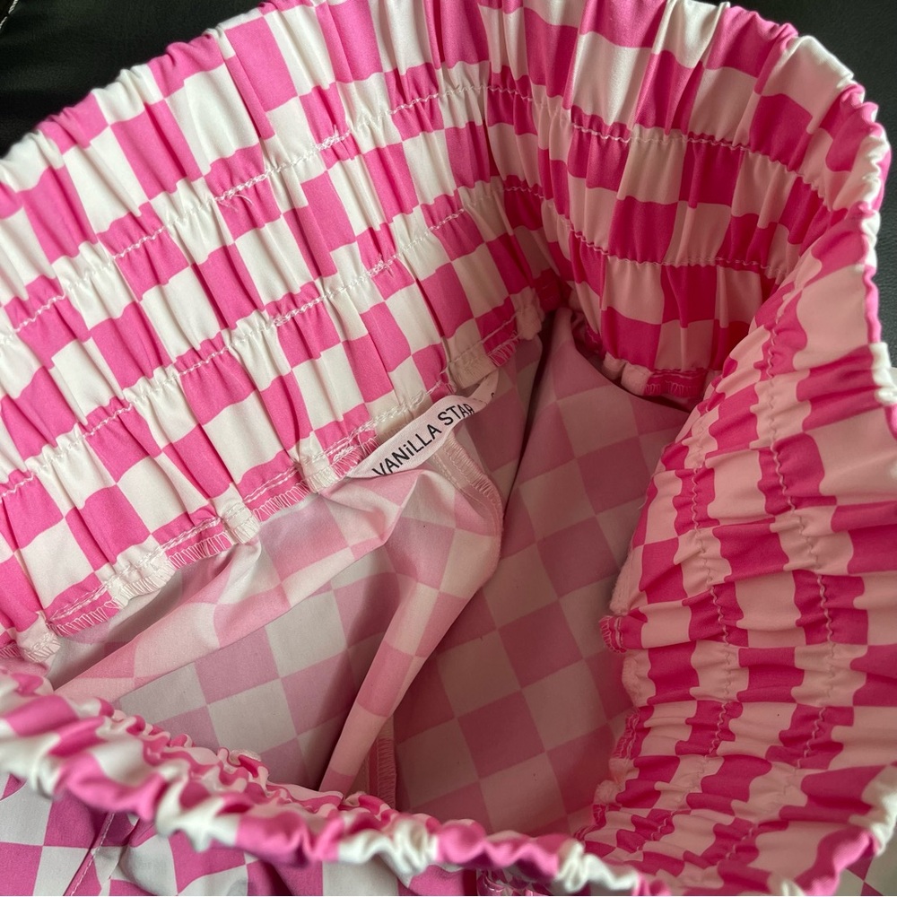 Vanilla Star Pink and White Checkered Athletic Shorts - Picture 3 of 5